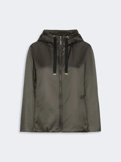Max Mara Veste Rembourrée Avec Capuche En Toile Imperméable In Green