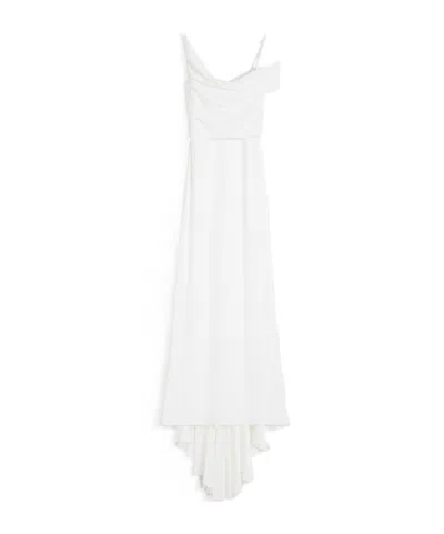 Max Mara Vestido Asimétrico De Envers Satén In White
