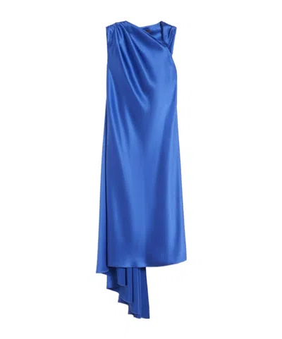 Max Mara Vestido De Cóctel De Raso De Seda In Blue