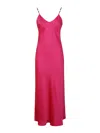 Max Mara Maxi Dress With Deep V-neckline And Embellished Straps In Fuchsia