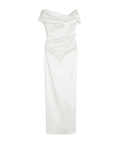 Max Mara Vestido De Satén Elástico In White