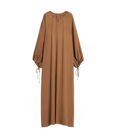 Max Mara Vestido Fluido De Seda In Brown