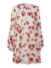 Max Mara Mini Silk Dress With Flared Sleeves In Cream