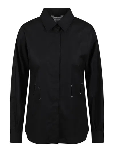 Max Mara Popeline Shirt With Belt In Black