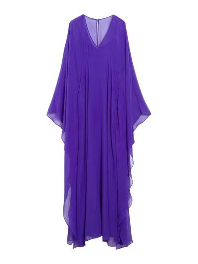 Max Mara Giudy Long Dress In Georgette In Purple