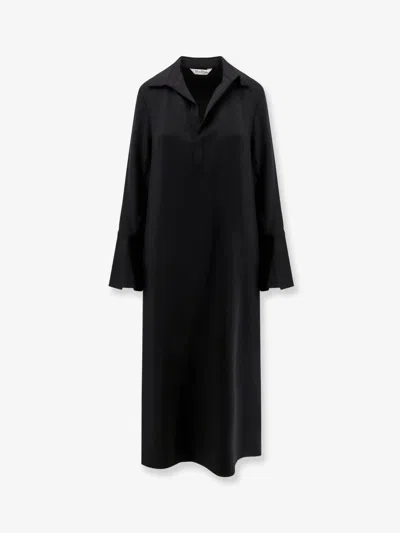 Max Mara Ossola Silk Midi Dress In Black