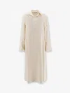 Max Mara Stretch Silk Ossola Dress With Long Sleeves In Neutral