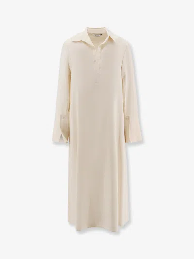Max Mara Ossola Midi Silk Dress In Neutral