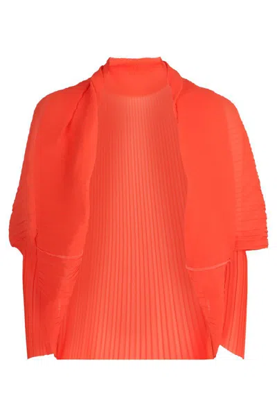 Max Mara Vesuvio Pleated Shrug In Orange