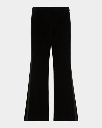 Max Mara Vetrino Satin-striped Velvet Tuxedo Trousers In Black
