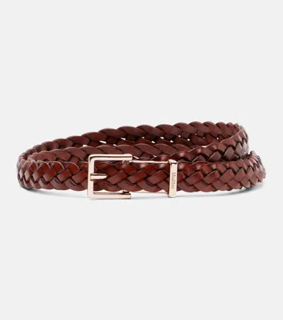 Max Mara Vetta Leather Belt In Brown