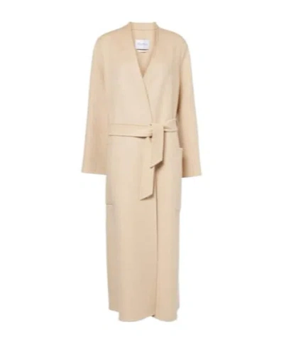 Max Mara Vezzoso Camel Hair Wrap Coat In Neutral