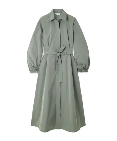 Max Mara Viale Belted Cotton-poplin Midi Shirt Dress In Green