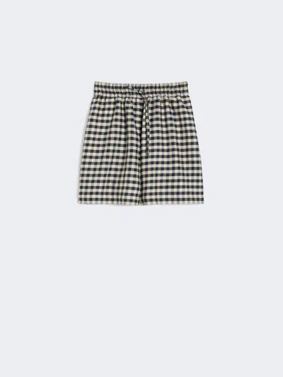 Max Mara Vichy Ramie And Cotton Bermuda Shorts In Gray