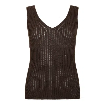 Max Mara Sleeveless Knitted Vest In Brown