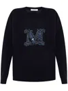 Max Mara Logo Embroidered Knitted Jumper In Blue