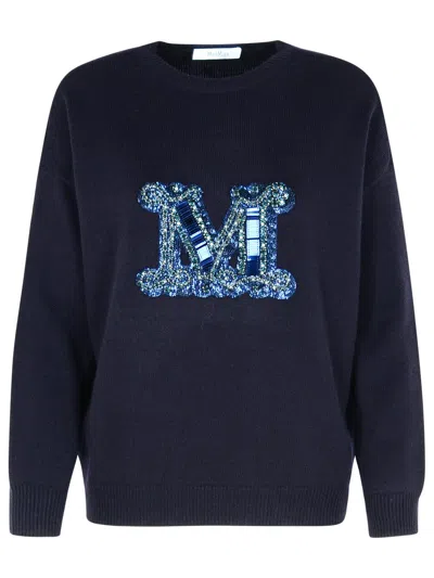 MAX MARA VICOLO SWEATER IN BLUE CASHMERE BLEND