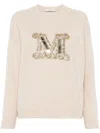 Max Mara Logo Embellished Wool And Cashmere Sweater In Neutrals