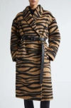Max Mara Long-sleeved Coat In Camel Jacquard