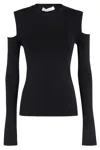 Max Mara Fitted Black Top With Shoulder Cut-outs In Nero