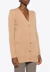 Max Mara Sequin Embellished Wool Cashmere Cardigan In Camel