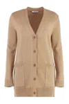 Max Mara Wool And Cashmere Cardigan With Embroidered Detail In Nude