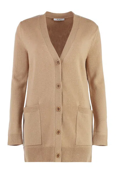 Max Mara Villar Wool And Cashmere Cardigan In Brown