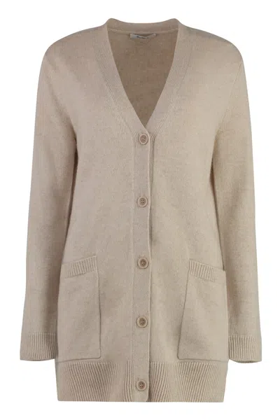 Max Mara Villar Wool And Cashmere Cardigan In Neutral