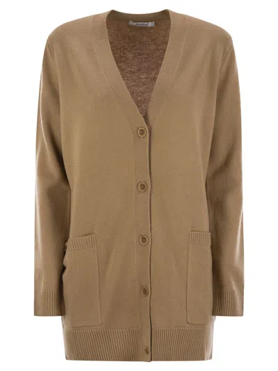 Max Mara Villar Cardigan In Beige O Tan