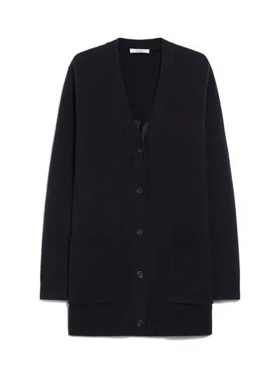 Max Mara Villar Wool And Cashmere Cardigan With Sequins In Black