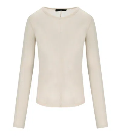 Max Mara Vincita Ivory Long Sleeved T-shirt In Gray