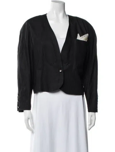 Pre-owned Max Mara Vintage Linen Jacket In Black
