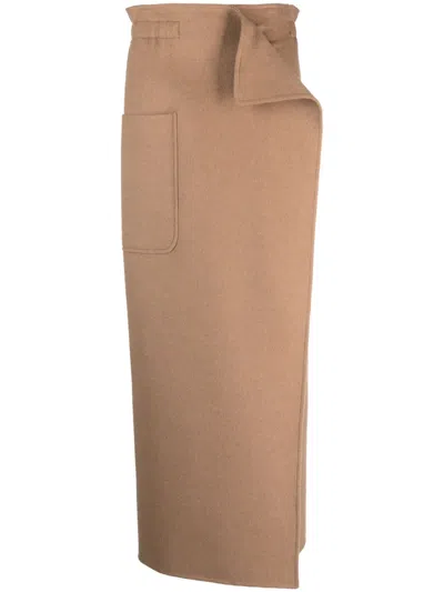 Max Mara Vintage Patch-pocket Straight Skirt In Brown