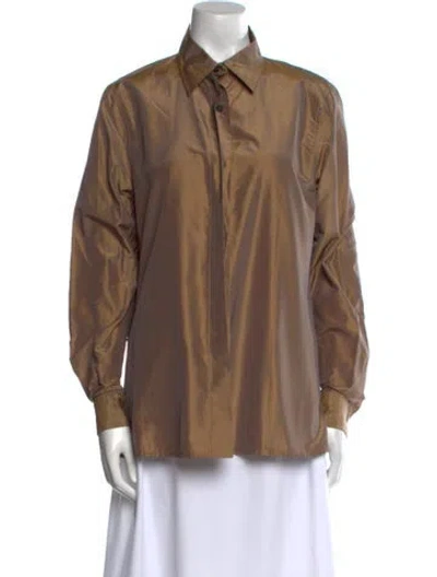 Pre-owned Max Mara Vintage Silk Button-up Top In Neutral