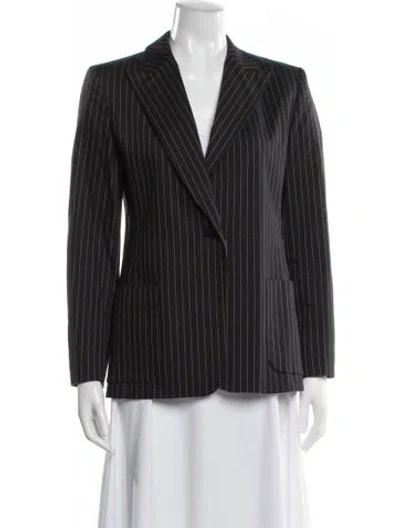 Pre-owned Max Mara Vintage Striped Blazer In Black