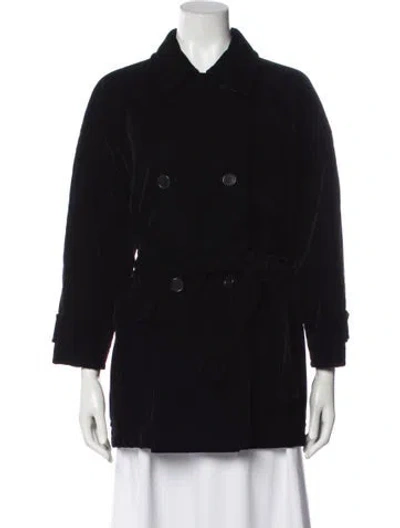 Pre-owned Max Mara Vintage Velour Peacoat In Black