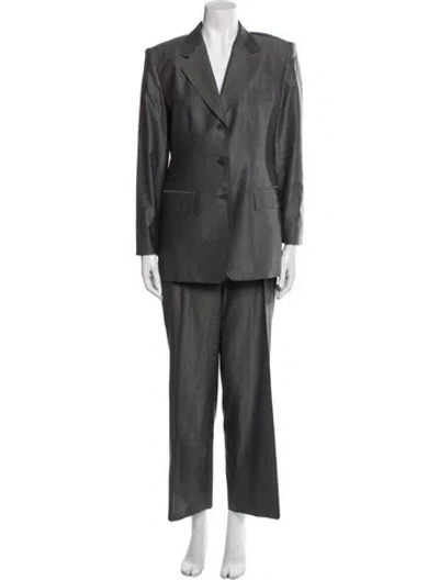 Pre-owned Max Mara Vintage Virgin Wool Pant Set In Gray