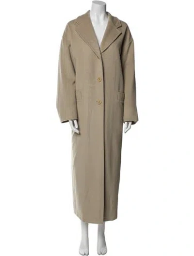 Pre-owned Max Mara Vintage Virgin Wool Trench Coat In Gray