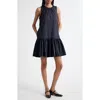 Max Mara Virgin Flounce Hem Sleeveless Dress In Blue