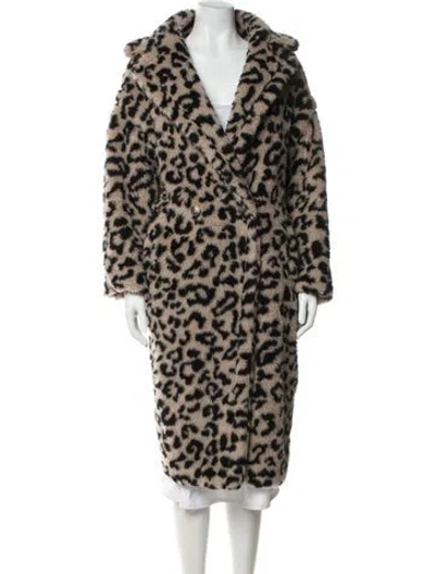 Pre-owned Max Mara Virgin Wool Animal Print Coat In Neutral