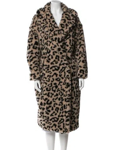 Pre-owned Max Mara Virgin Wool Animal Print Faux Fur Coat In Neutral