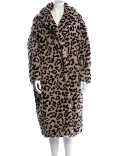 Pre-owned Max Mara Virgin Wool Animal Print Fur Jacket In Neutral