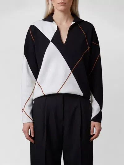 Max Mara Virgin Wool Argyle-intarsia Ribbed High-neck Sweater In Multi