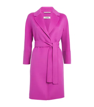 Max Mara Virgin Wool Arona Wrap Coat In Pink