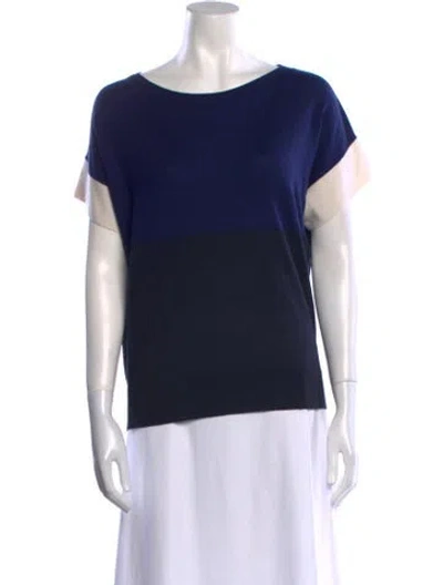 Pre-owned Max Mara Virgin Wool Bateau Neckline Sweater In Blue