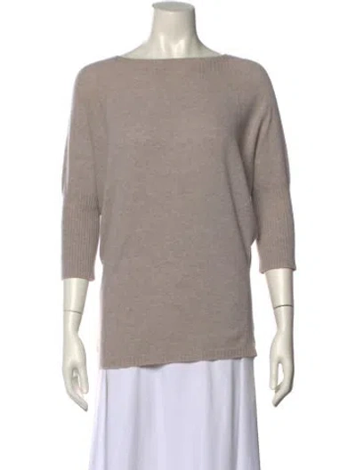 Pre-owned Max Mara Virgin Wool Bateau Neckline Sweater In Brown