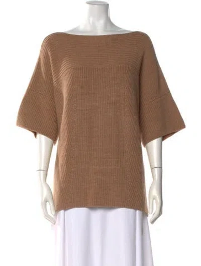 Pre-owned Max Mara Virgin Wool Bateau Neckline Sweater In Brown