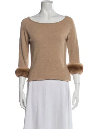 Pre-owned Max Mara Virgin Wool Bateau Neckline Sweater In Neutrals