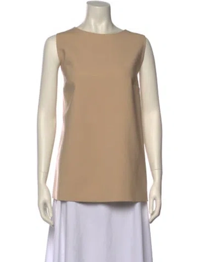 Pre-owned Max Mara Virgin Wool Bateau Neckline Top In Neutral