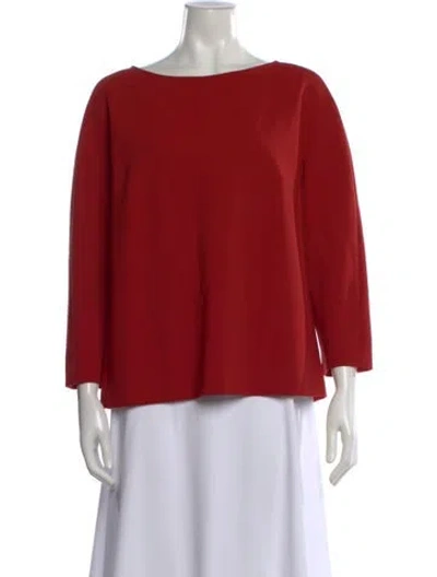 Pre-owned Max Mara Virgin Wool Bateau Neckline Top In Orange